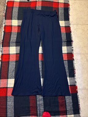 Wide-Leg Navy Pull-On Pants for Women